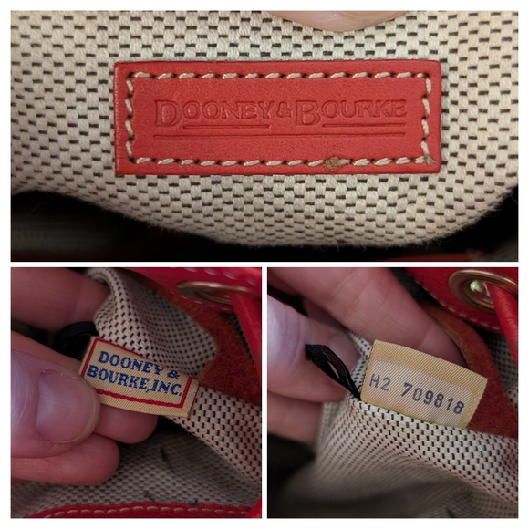 Dooney & Bourke | Red Signature Bucket Drawstring Shoulder Bag, Cloth & Leather - Picture 11 of 16